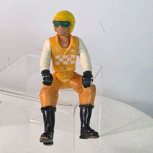 Vintage 1976 Fisher Price Adventure People Motorcycle Driver Racing Orange Figur